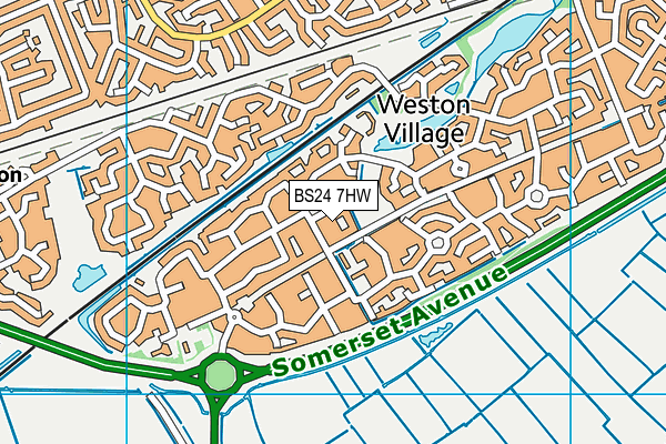 BS24 7HW map - OS VectorMap District (Ordnance Survey)