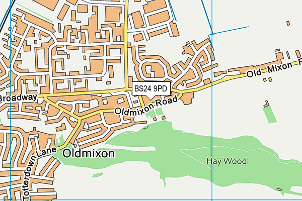 BS24 9PD map - OS VectorMap District (Ordnance Survey)