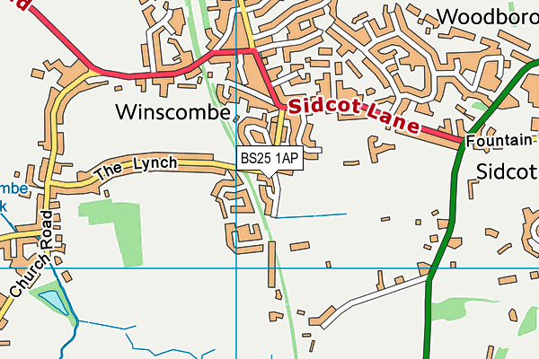 Winscombe Cricket Club & Fitness Studio (Closed) map (BS25 1AP) - OS VectorMap District (Ordnance Survey)