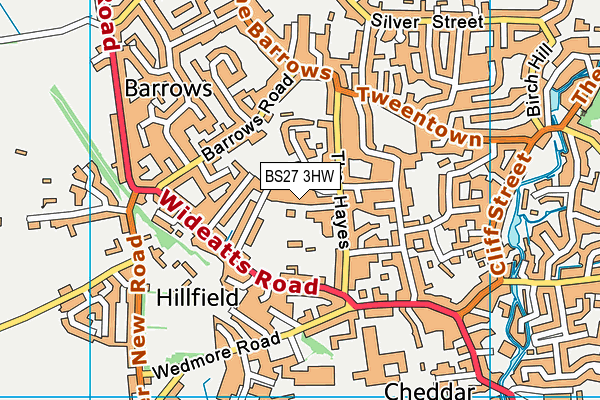 BS27 3HW map - OS VectorMap District (Ordnance Survey)