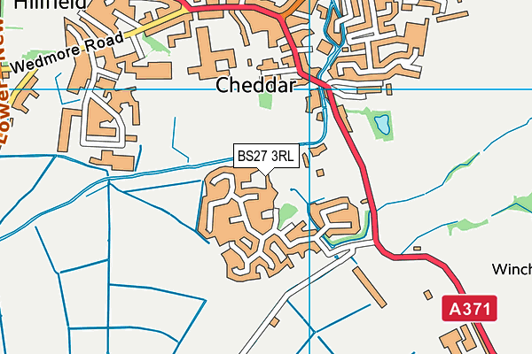 Cheddar Football Club map (BS27 3RL) - OS VectorMap District (Ordnance Survey)