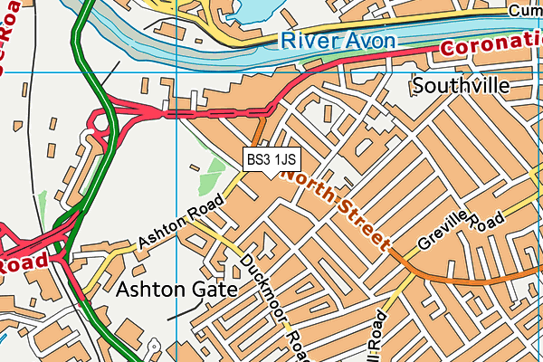 Workout Bristol map (BS3 1JS) - OS VectorMap District (Ordnance Survey)