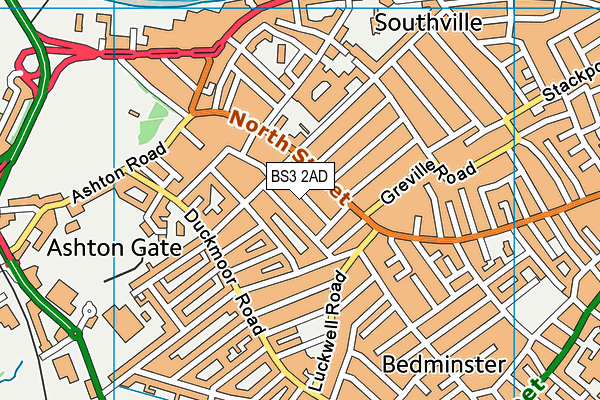 BS3 2AD map - OS VectorMap District (Ordnance Survey)