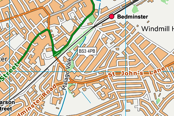 BS3 4PB map - OS VectorMap District (Ordnance Survey)