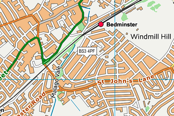 BS3 4PF map - OS VectorMap District (Ordnance Survey)