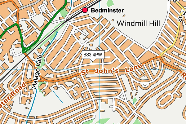 BS3 4PW map - OS VectorMap District (Ordnance Survey)