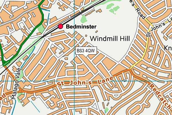 BS3 4QW map - OS VectorMap District (Ordnance Survey)