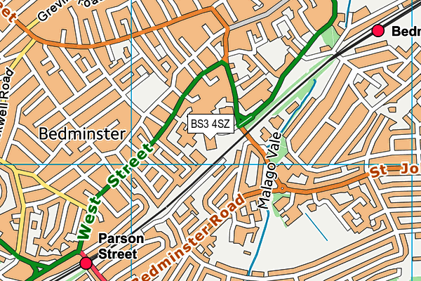 BS3 4SZ map - OS VectorMap District (Ordnance Survey)