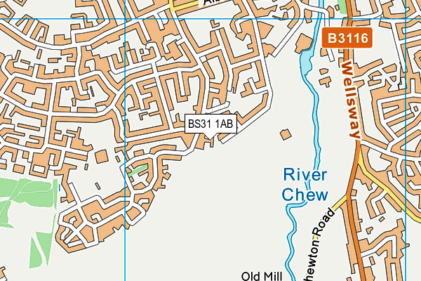 BS31 1AB map - OS VectorMap District (Ordnance Survey)