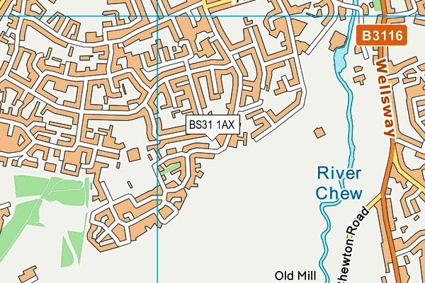 BS31 1AX map - OS VectorMap District (Ordnance Survey)