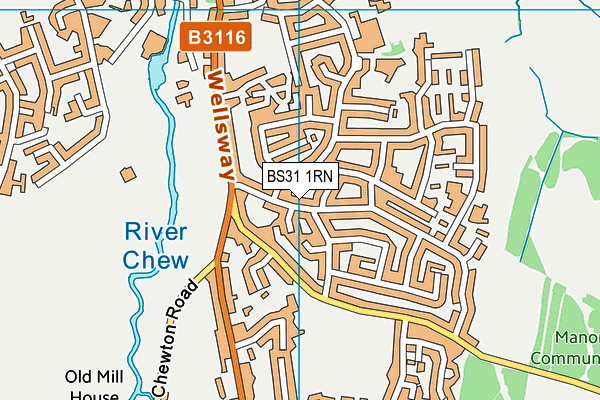 BS31 1RN map - OS VectorMap District (Ordnance Survey)