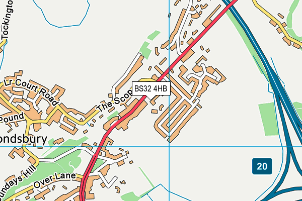 BS32 4HB map - OS VectorMap District (Ordnance Survey)
