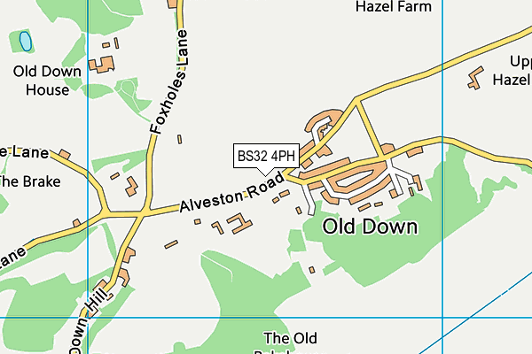 Old Down Cricket Club map (BS32 4PH) - OS VectorMap District (Ordnance Survey)