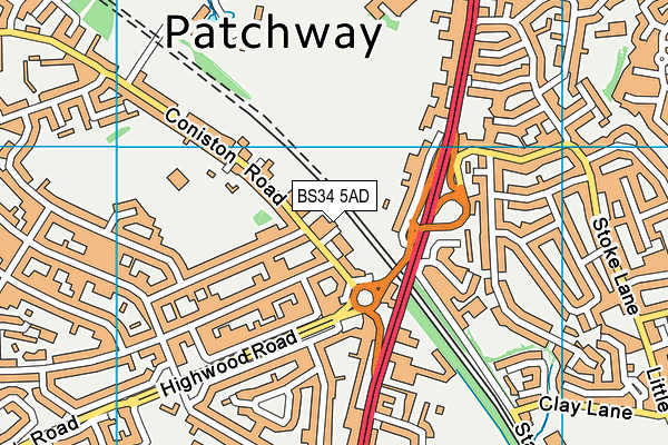 BS34 5AD map - OS VectorMap District (Ordnance Survey)