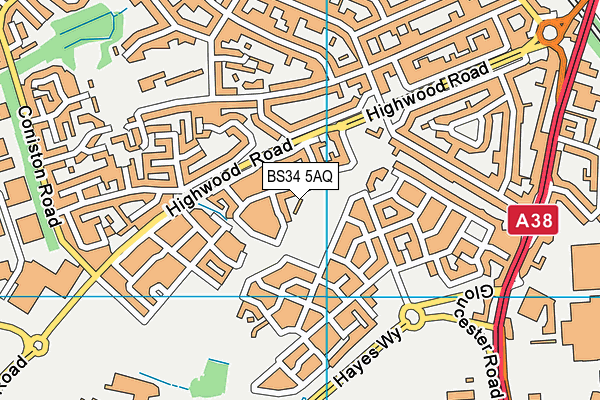 BS34 5AQ map - OS VectorMap District (Ordnance Survey)