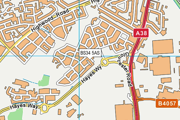 BS34 5AS map - OS VectorMap District (Ordnance Survey)
