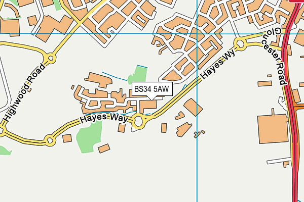 BS34 5AW map - OS VectorMap District (Ordnance Survey)