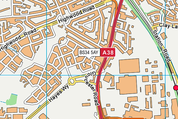 BS34 5AY map - OS VectorMap District (Ordnance Survey)