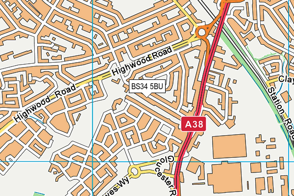 BS34 5BU map - OS VectorMap District (Ordnance Survey)