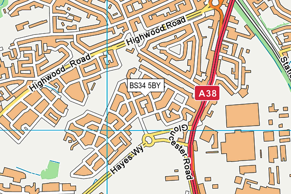 BS34 5BY map - OS VectorMap District (Ordnance Survey)