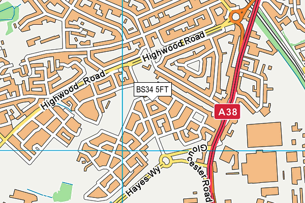BS34 5FT map - OS VectorMap District (Ordnance Survey)