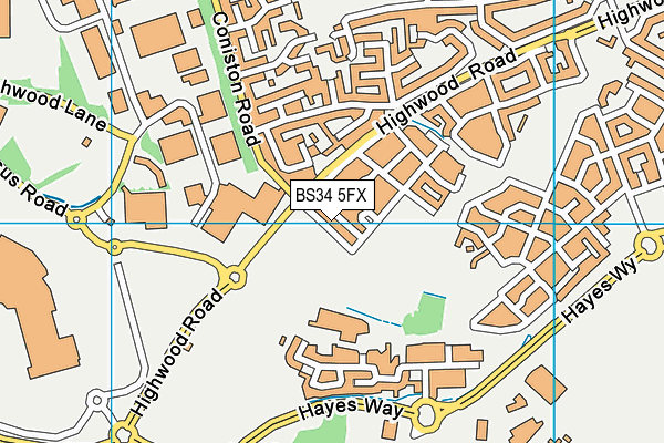 BS34 5FX map - OS VectorMap District (Ordnance Survey)