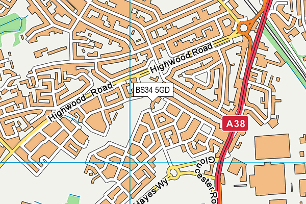 BS34 5GD map - OS VectorMap District (Ordnance Survey)
