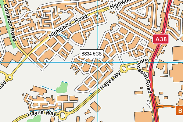 BS34 5GS map - OS VectorMap District (Ordnance Survey)
