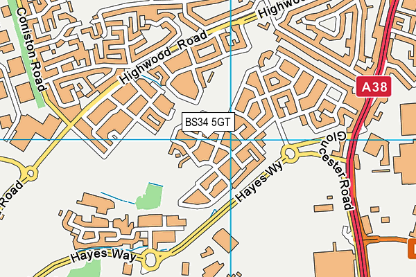 BS34 5GT map - OS VectorMap District (Ordnance Survey)