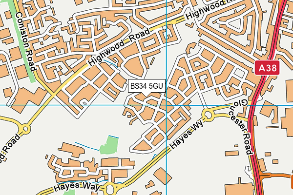 BS34 5GU map - OS VectorMap District (Ordnance Survey)