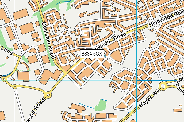 BS34 5GX map - OS VectorMap District (Ordnance Survey)
