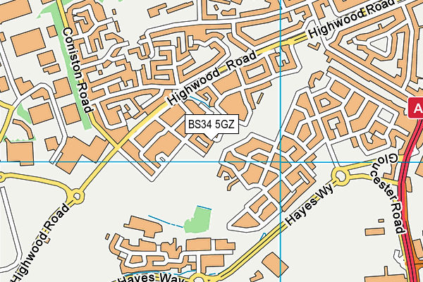 BS34 5GZ map - OS VectorMap District (Ordnance Survey)