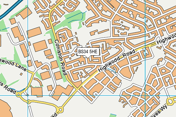 BS34 5HE map - OS VectorMap District (Ordnance Survey)