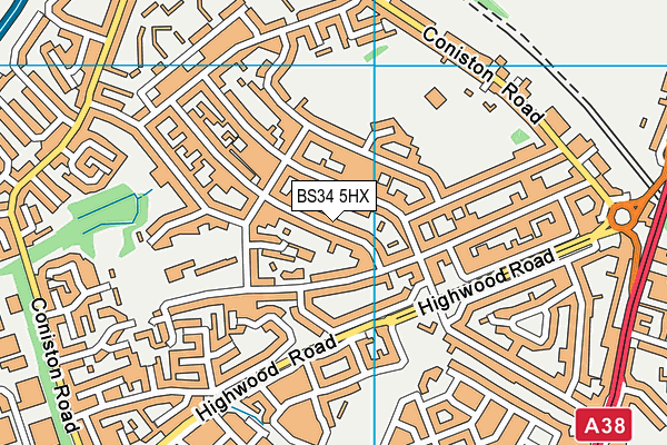 BS34 5HX map - OS VectorMap District (Ordnance Survey)