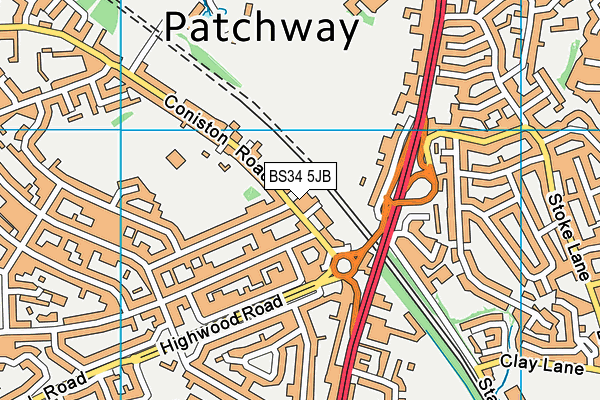 BS34 5JB map - OS VectorMap District (Ordnance Survey)