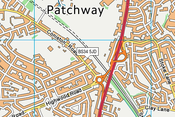 BS34 5JD map - OS VectorMap District (Ordnance Survey)