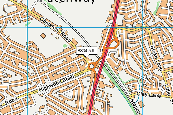 BS34 5JL map - OS VectorMap District (Ordnance Survey)