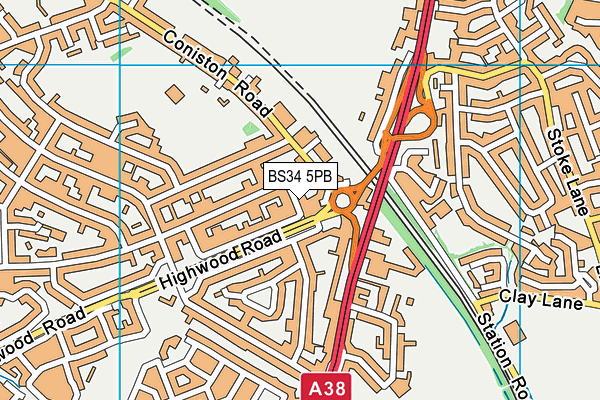 BS34 5PB map - OS VectorMap District (Ordnance Survey)