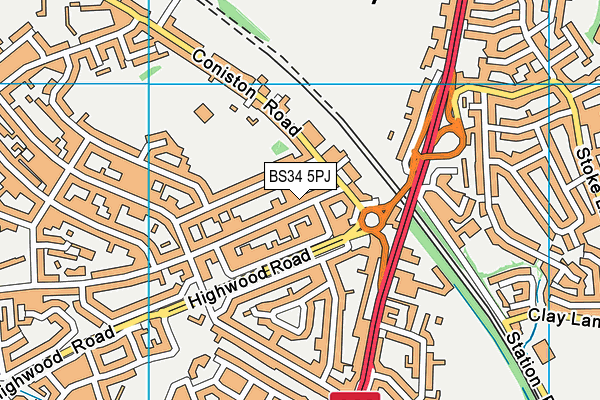 BS34 5PJ map - OS VectorMap District (Ordnance Survey)