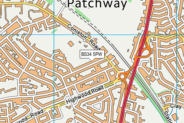 BS34 5PW map - OS VectorMap District (Ordnance Survey)