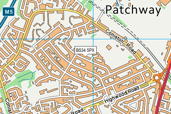 BS34 5PX map - OS VectorMap District (Ordnance Survey)