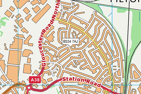 BS34 7AJ map - OS VectorMap District (Ordnance Survey)