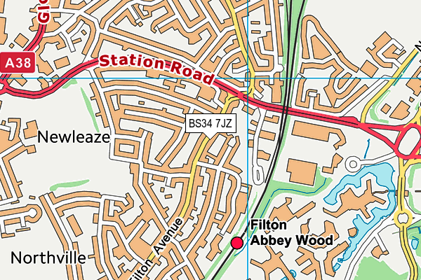 BS34 7JZ map - OS VectorMap District (Ordnance Survey)