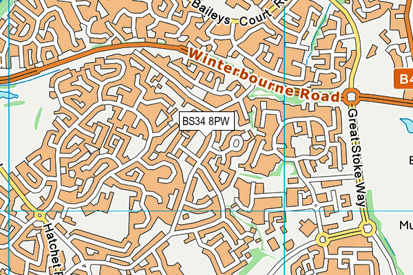 BS34 8PW map - OS VectorMap District (Ordnance Survey)