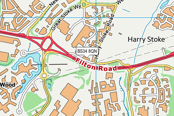 BS34 8QN map - OS VectorMap District (Ordnance Survey)