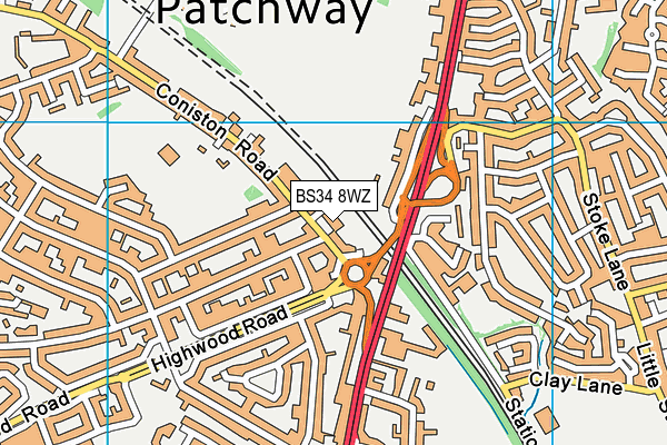 BS34 8WZ map - OS VectorMap District (Ordnance Survey)