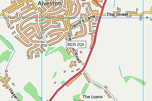 Alveston Jubilee Playing Field map (BS35 2QA) - OS VectorMap District (Ordnance Survey)