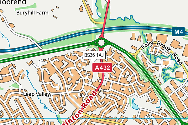 BS36 1AJ map - OS VectorMap District (Ordnance Survey)