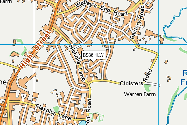 BS36 1LW map - OS VectorMap District (Ordnance Survey)