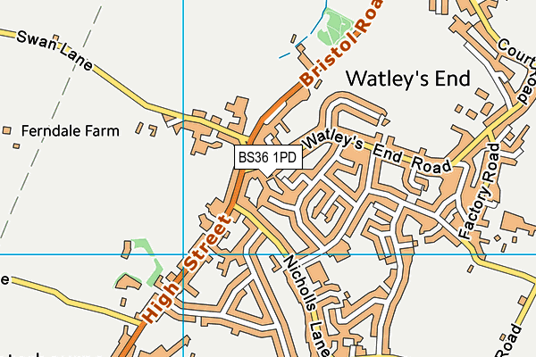 BS36 1PD map - OS VectorMap District (Ordnance Survey)